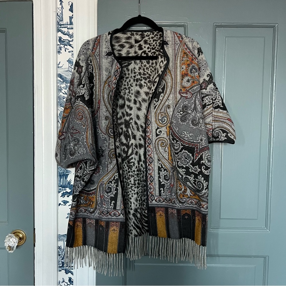 J. McLaughlin Wool/Cashmere Reversible Kimono Size XS/S